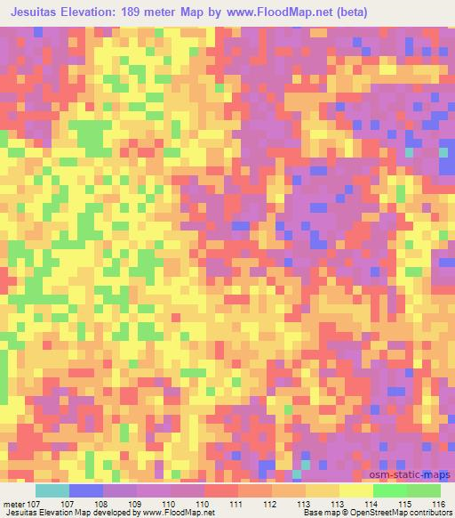 Jesuitas,Paraguay Elevation Map