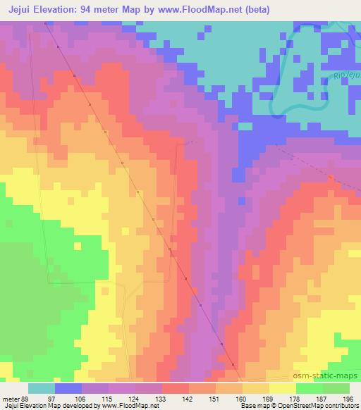 Jejui,Paraguay Elevation Map