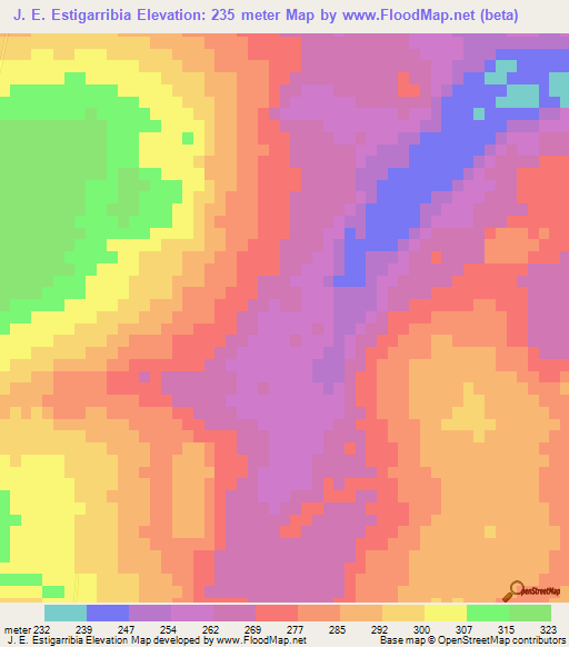 J. E. Estigarribia,Paraguay Elevation Map