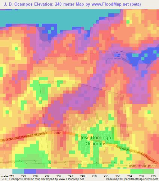 J. D. Ocampos,Paraguay Elevation Map