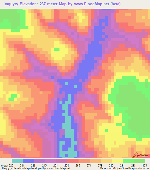 Itaquyry,Paraguay Elevation Map