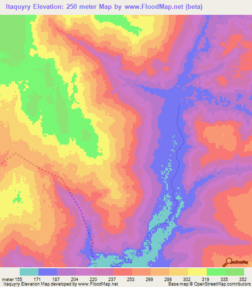 Itaquyry,Paraguay Elevation Map