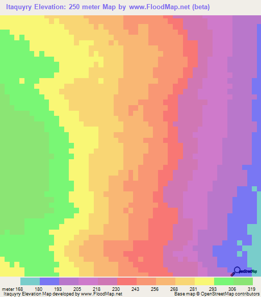 Itaquyry,Paraguay Elevation Map