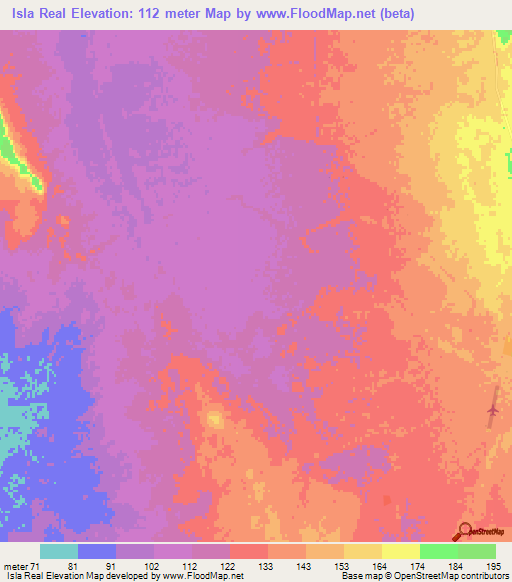 Isla Real,Paraguay Elevation Map