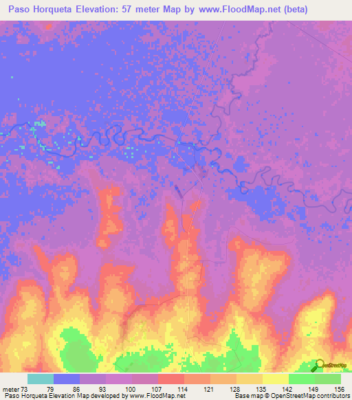 Paso Horqueta,Paraguay Elevation Map