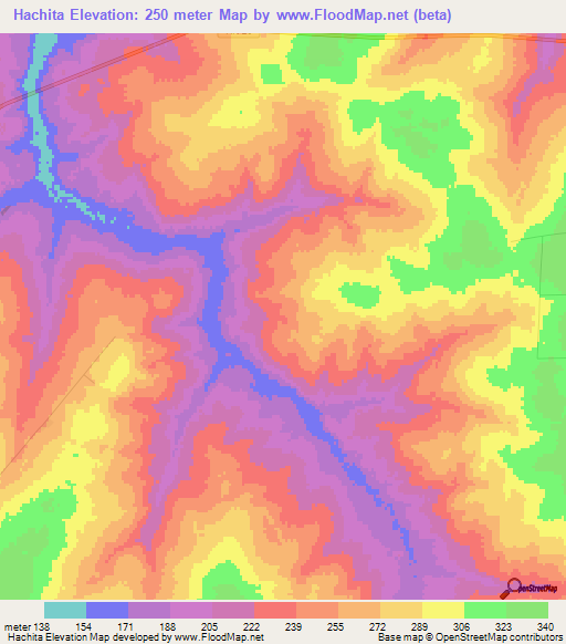 Hachita,Paraguay Elevation Map