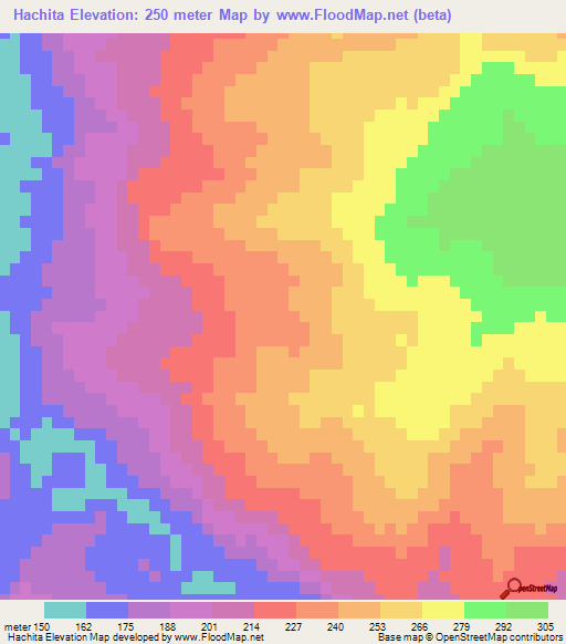 Hachita,Paraguay Elevation Map
