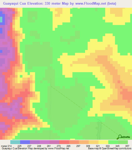 Guayaqui Cua,Paraguay Elevation Map
