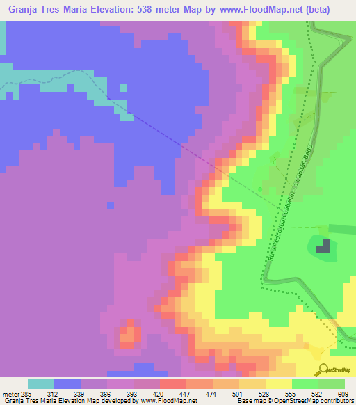 Granja Tres Maria,Paraguay Elevation Map