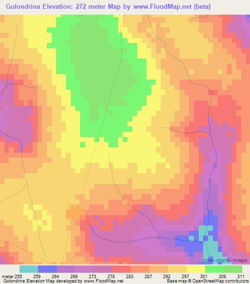 Golondrina,Paraguay Elevation Map