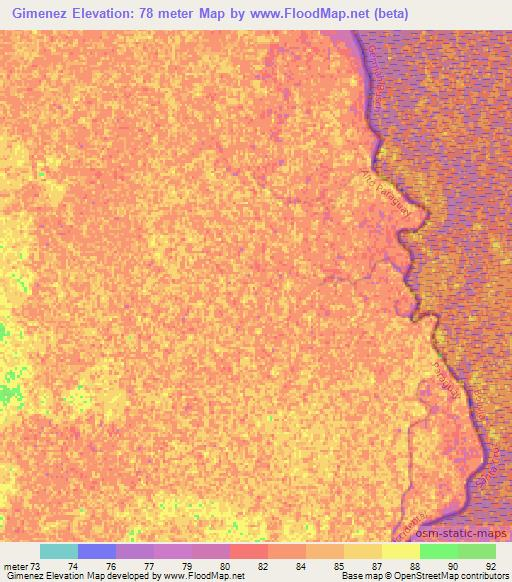 Gimenez,Paraguay Elevation Map