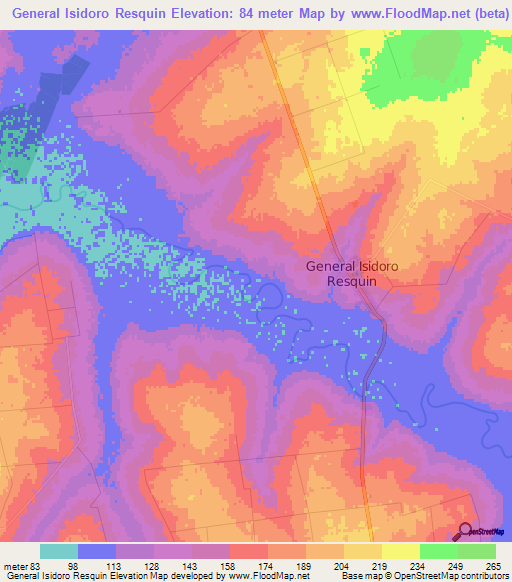 General Isidoro Resquin,Paraguay Elevation Map