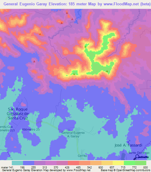 General Eugenio Garay,Paraguay Elevation Map