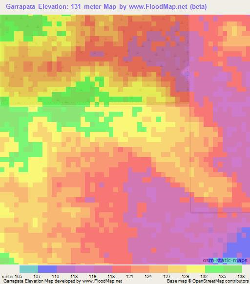 Garrapata,Paraguay Elevation Map