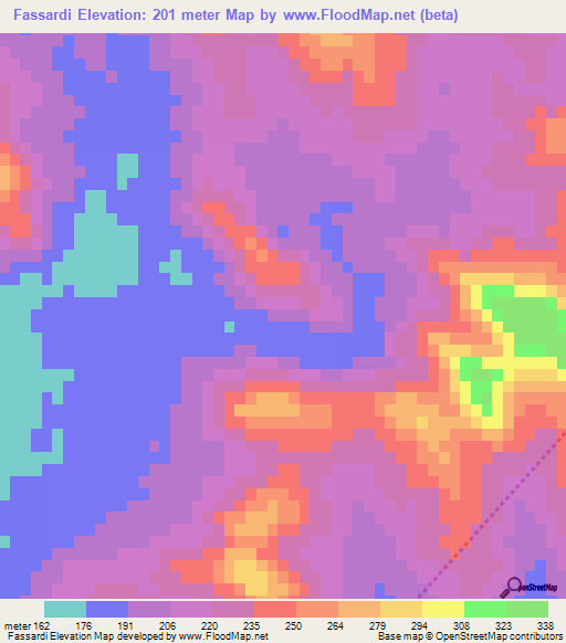 Fassardi,Paraguay Elevation Map