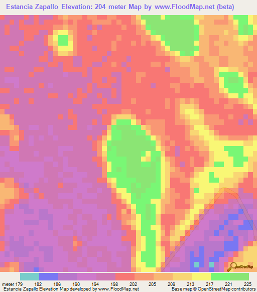 Estancia Zapallo,Paraguay Elevation Map
