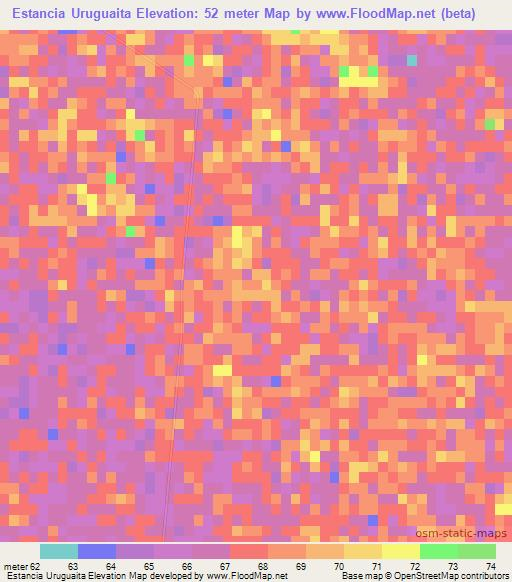 Estancia Uruguaita,Paraguay Elevation Map