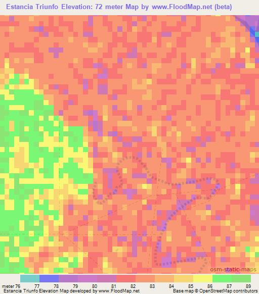 Estancia Triunfo,Paraguay Elevation Map