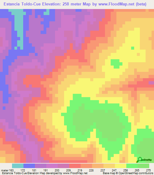 Estancia Toldo-Cue,Paraguay Elevation Map