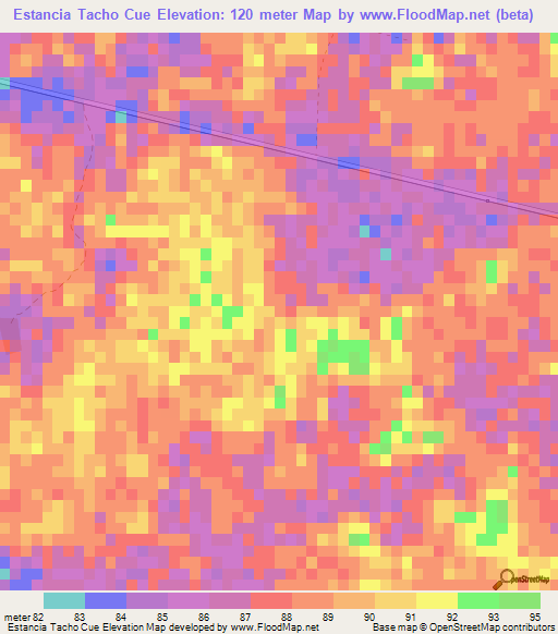 Estancia Tacho Cue,Paraguay Elevation Map