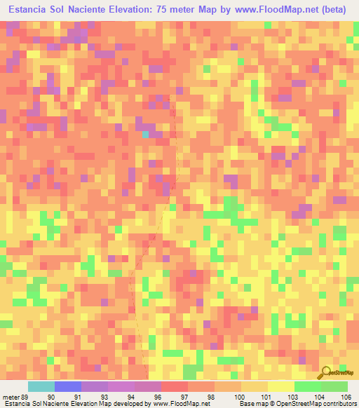 Estancia Sol Naciente,Paraguay Elevation Map