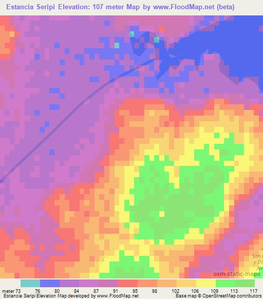 Estancia Seripi,Paraguay Elevation Map