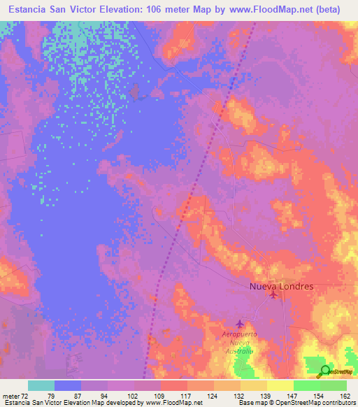 Estancia San Victor,Paraguay Elevation Map
