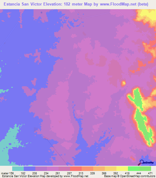 Estancia San Victor,Paraguay Elevation Map
