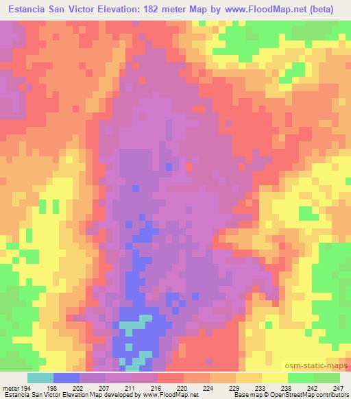 Estancia San Victor,Paraguay Elevation Map