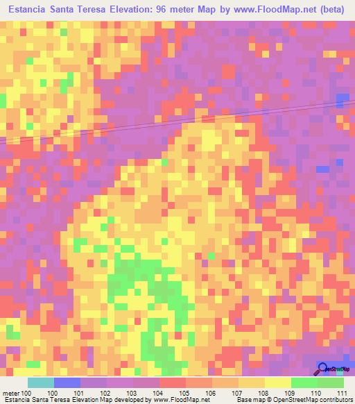 Estancia Santa Teresa,Paraguay Elevation Map