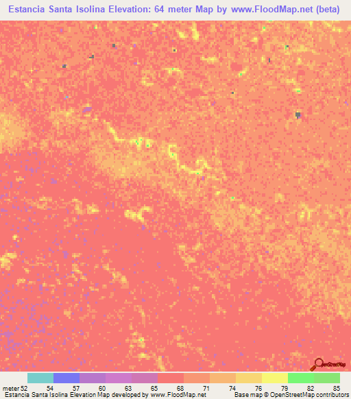 Estancia Santa Isolina,Paraguay Elevation Map