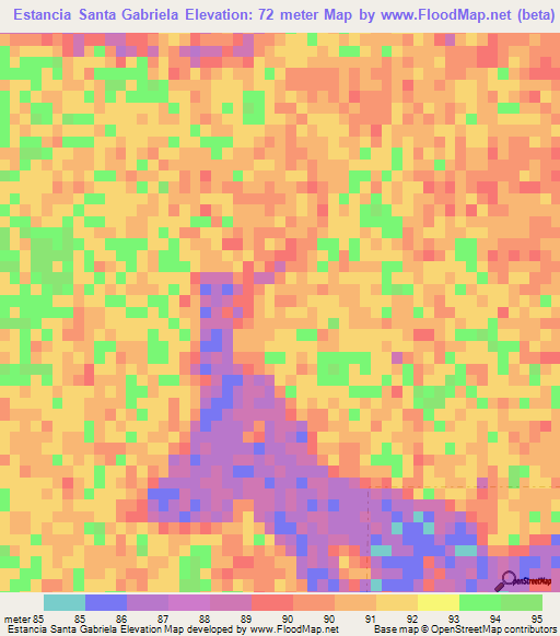 Estancia Santa Gabriela,Paraguay Elevation Map