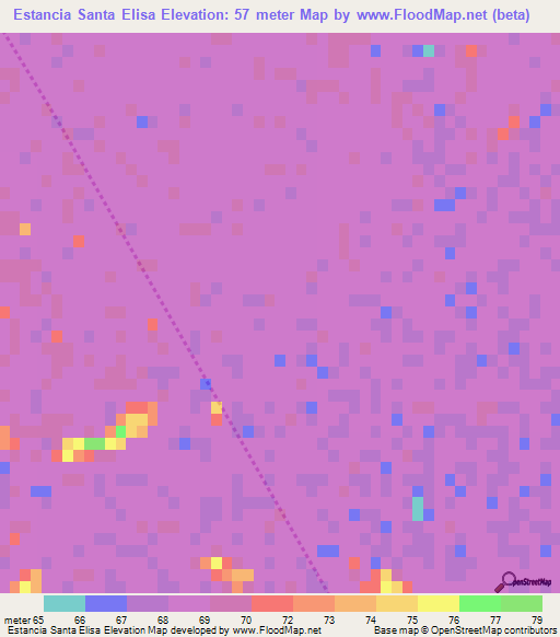 Estancia Santa Elisa,Paraguay Elevation Map