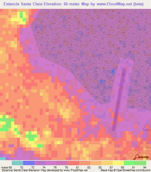 Estancia Santa Clara,Paraguay Elevation Map