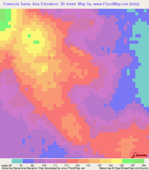 Estancia Santa Ana,Paraguay Elevation Map
