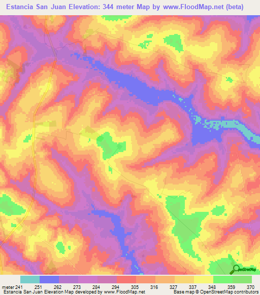 Estancia San Juan,Paraguay Elevation Map