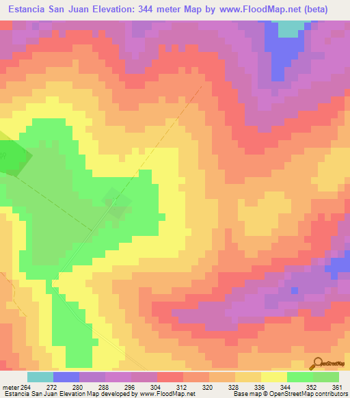 Estancia San Juan,Paraguay Elevation Map