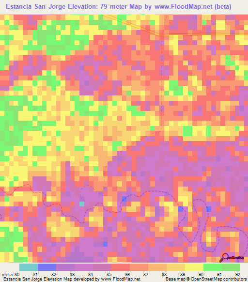 Estancia San Jorge,Paraguay Elevation Map
