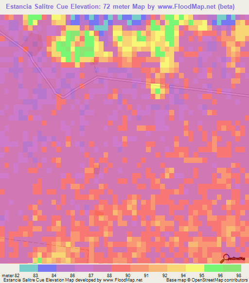 Estancia Salitre Cue,Paraguay Elevation Map