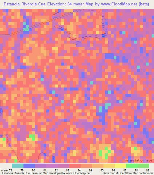 Estancia Rivarola Cue,Paraguay Elevation Map