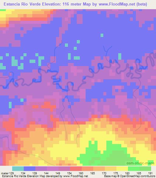 Estancia Rio Verde,Paraguay Elevation Map