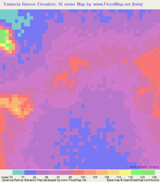 Estancia Ramos,Paraguay Elevation Map