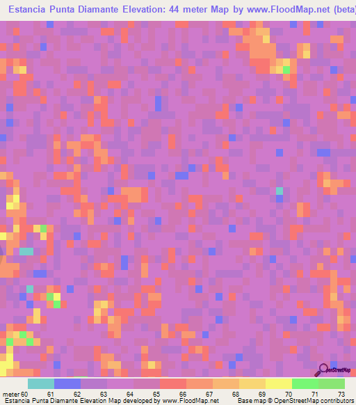 Estancia Punta Diamante,Paraguay Elevation Map