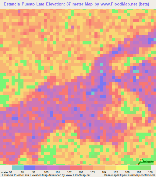 Estancia Puesto Lata,Paraguay Elevation Map