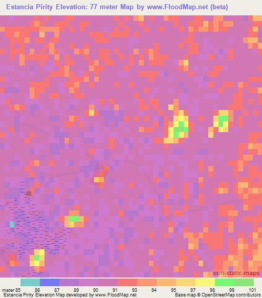 Estancia Pirity,Paraguay Elevation Map