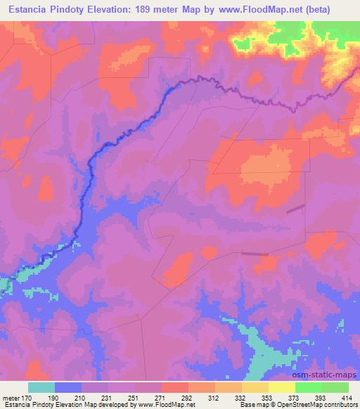 Estancia Pindoty,Paraguay Elevation Map