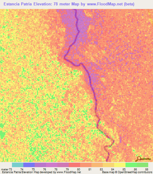 Estancia Patria,Paraguay Elevation Map