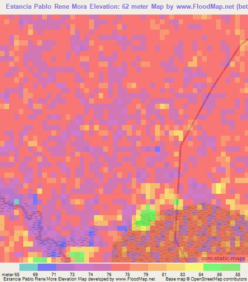 Estancia Pablo Rene Mora,Paraguay Elevation Map