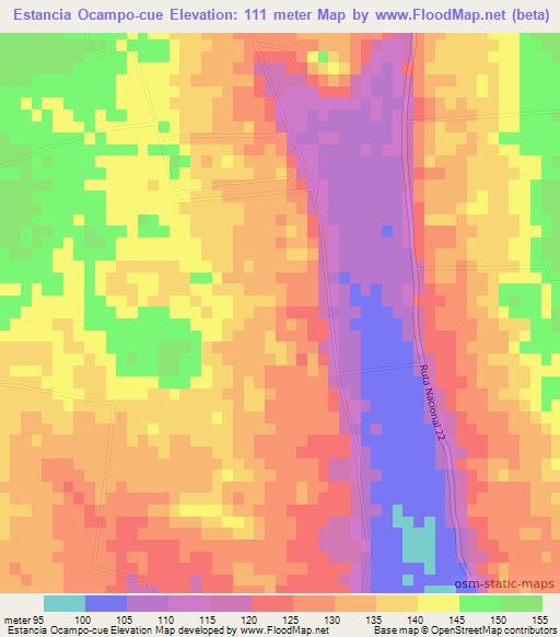 Estancia Ocampo-cue,Paraguay Elevation Map