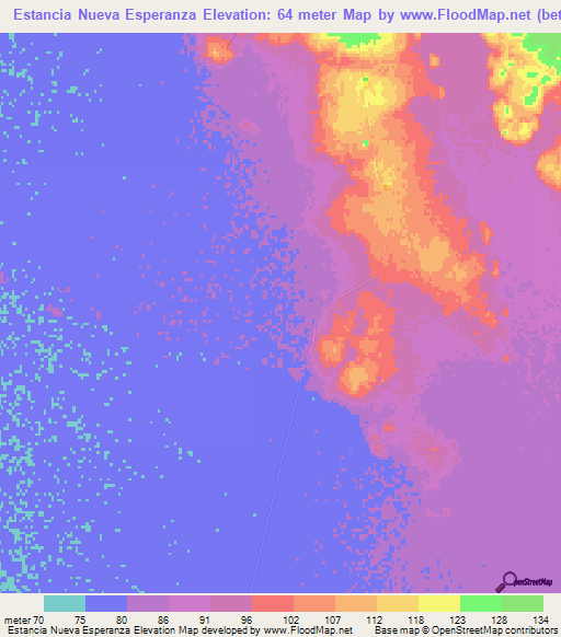 Estancia Nueva Esperanza,Paraguay Elevation Map